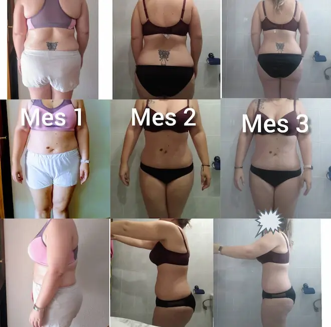 Progreso físico de clienta con nuestro método de entrenamiento online guiado por Liset Ávila